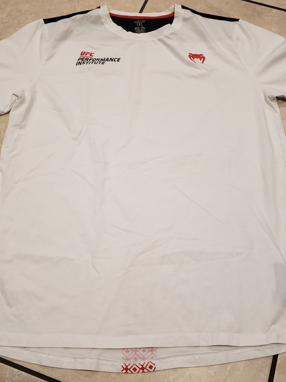 UFC White Short-Sleeve Performance Tee with Red Logo